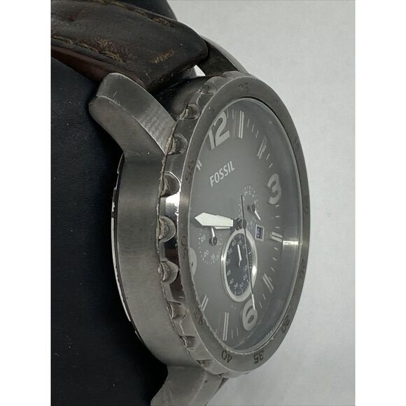 Fossil Nate JR1437 Men's Brown Leather Analog Gray Dial Quartz Watch DV184 - Picture 5 of 12
